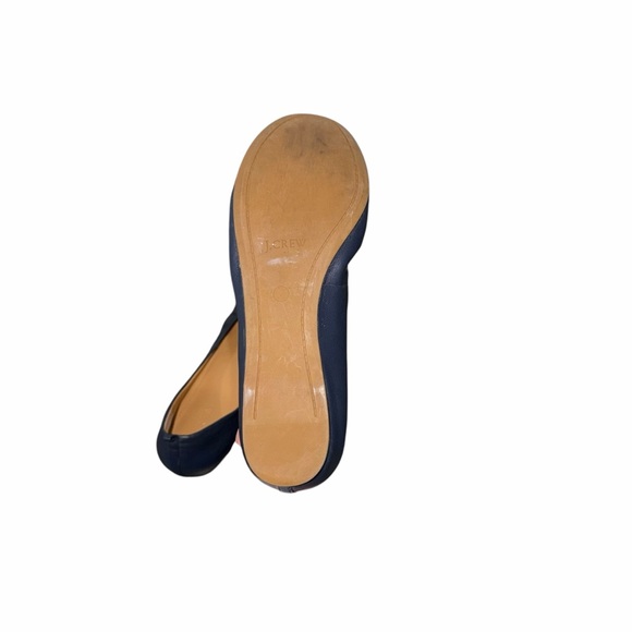 J.Crew Cece Navy Leather Round Toe Slip on Ballet Flat Made in Italy Size 8.5 - Picture 4 of 9